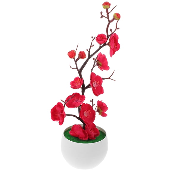 Healifty Fade-Resistant Rosy Artificial Plum Blossom for Indoor Decor