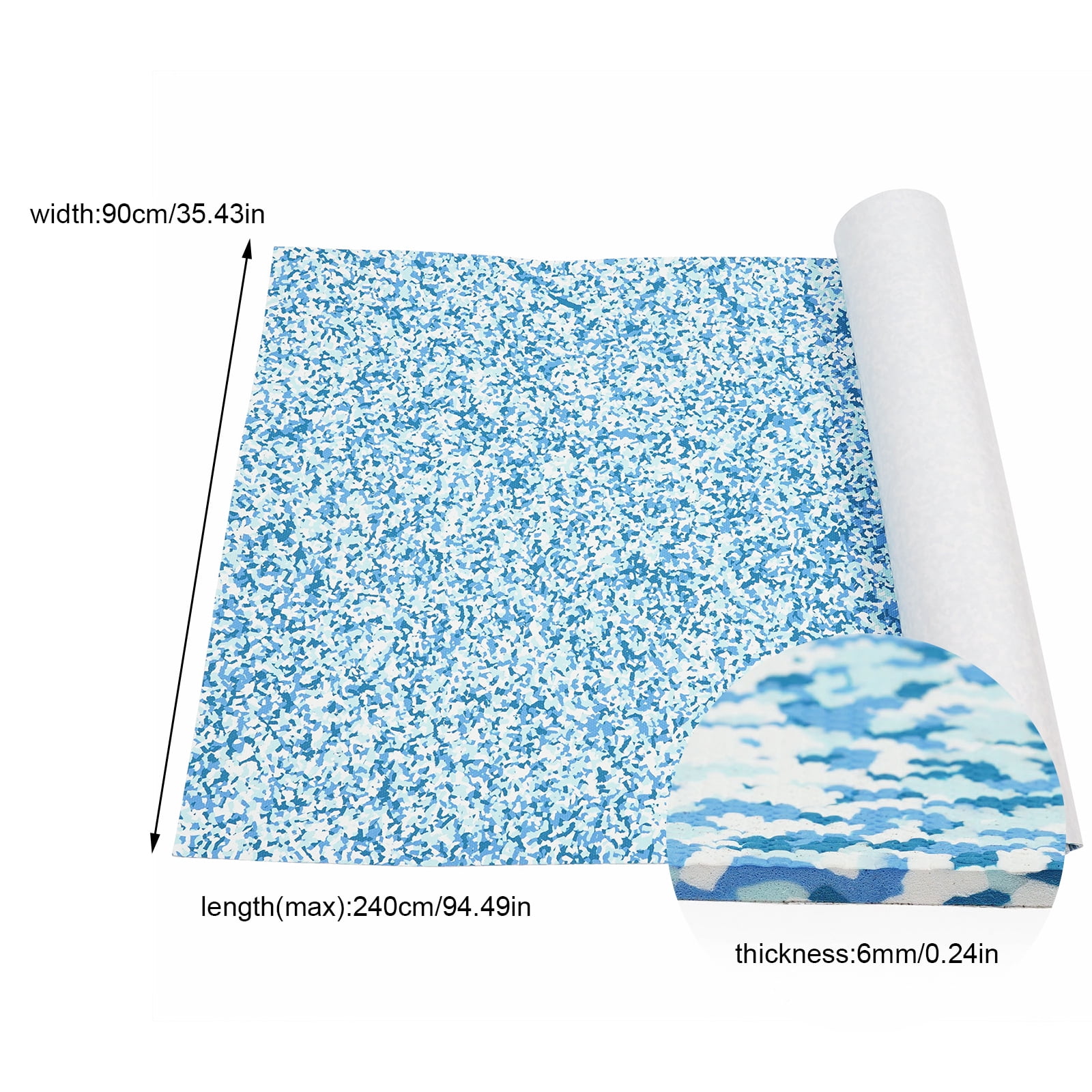 EVA Floor Mat with Glues on its Back for Boat Decks, RV Floors, Kayak Decks, Yacht Floors, Floating Docks, Surfboards, Golf Carts, Car Floors, and More (Blue White Camouflage)