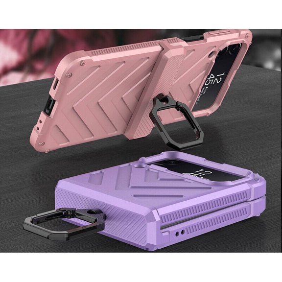 For Samsung Galaxy Z Flip 4 5G Hinge Protection With Ring Holder Luxury Magnetic Armor Shockproof Hook Hard Case