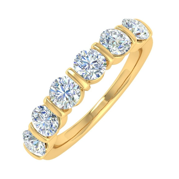 1 1/5 Carat Diamond Wedding Band Ring in 14K Yellow Gold (Ring Size 5.75)