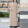 thumbnail image 2 of TBWNWG Men's Solid Color Button Down Loose Fit Comfortable Thobe Robe for Daily Wear,Size M, 2 of 7
