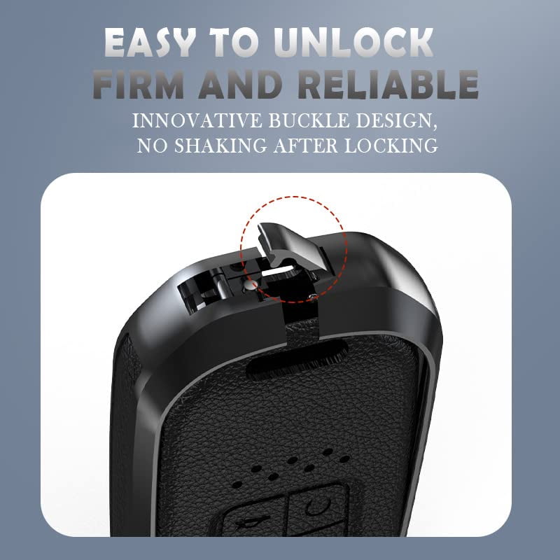 3-button Key Fob Protector Leather Key Cover Metal Key Shell Light Key Bag Fit for Honda Spirior Elysion Fit City