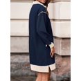 thumbnail image 6 of Women'S Oversized Sweatshirt Dress Half Zip V Neck Long Sleeve Contrast Fall Casual Mini Dresses Navy Blue M, 6 of 7