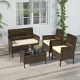 thumbnail image 4 of Costway 4 Metal Breathable Outdoor Conversation Sets with Loveseat and Table, Brown/Beige, 4 of 9