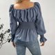 thumbnail image 5 of Tops para mujer Camisas Blusas Elegantes Camisas casuales de manga larga Otoño Moda Cintura-cuello Mangas acampanadas con volantes Odeerbi ODB-5, 5 of 6