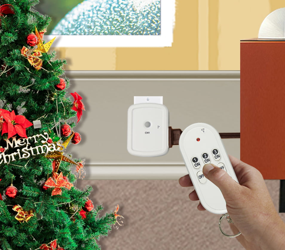 Holiday Time Wireless Outlets with Remote, 3-Pack with 100 Foot Radio  Frequency Range 