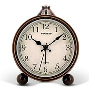 Peakeep 4 Battery Operated Antique Retro Analog Alarm Clock Small Silent Bedside Desk Gift Clock
