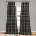 thumbnail image 4 of Ambesonne Fashion Curtains, Plaid Pattern on Dark Back, Pair of 28"x95", Violet Forest Green Blue, 4 of 4
