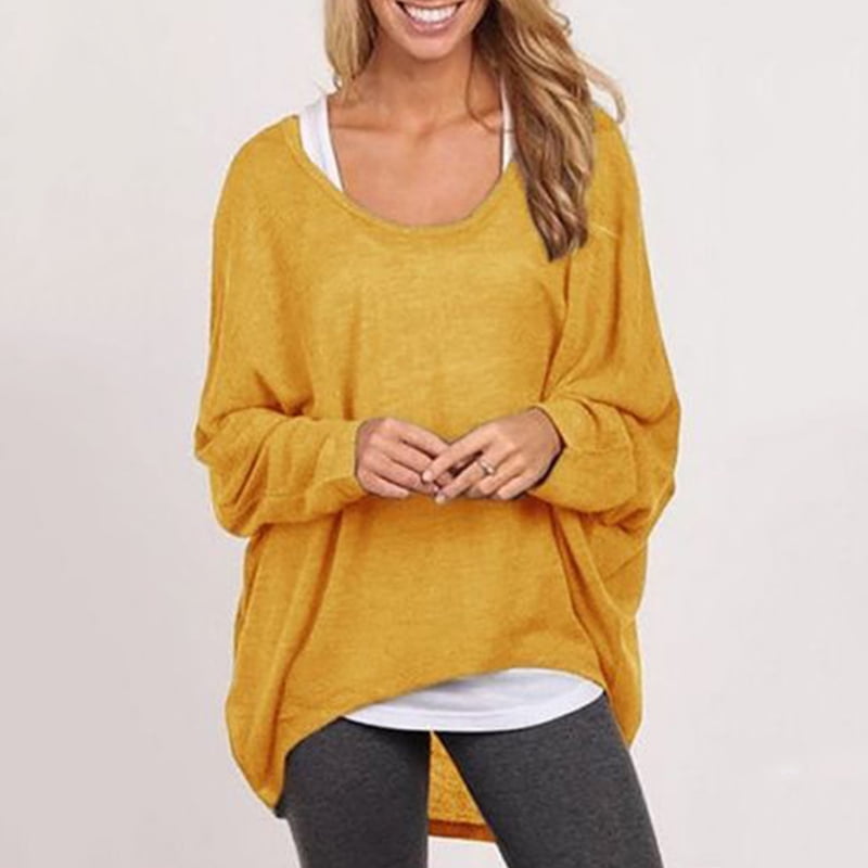 Women's Batwing Sleeve Off Shoulder Sweater Loose Oversized Baggy Tops  Pullover Casual Blouse T-Shirt - Walmart.com