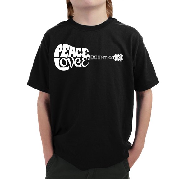 Boy's Word Art T-shirt - Peace Love Country