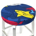 thumbnail image 3 of Daiia Cartoon Shark Stool Covers Round,Round Bar Stool Covers Waterproof Bar Chair Covers Washable Stool Cushion Slipcover for 12-14 Inch Chair-14 inch, 3 of 7