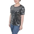 thumbnail image 2 of Petite Short Sleeve Sequined Top, 2 of 3