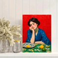 thumbnail image 2 of Matisse Red Background Woman Canvas Wall Art, Modern Abstract Art, Ready to Hang Gift Decor, 2 of 8