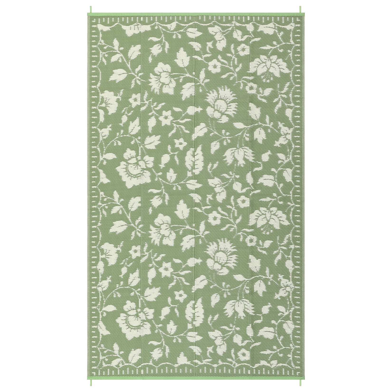 Nanan 8'x10' Outdoor Rug Plastic Straw Patio Rug, Floral Waterproof Reversible Mat for Balcony, Camping, Picnic, Beach, RV, Porch, Gray Green