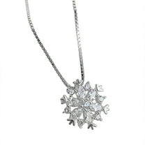 Guodhu King Snow Flake Pendant Necklace For Women White Zirconia Flower of Winter Christmas, Birthday Present