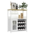 thumbnail image 1 of PIONEERWORKS 3-Tier Wine Bar Cabinet with Detachable Wine Rack and Storage Space, Buffet Cabinet with Glass Holder and Mesh Door, Sturdy MDF Construction for Dining Room Bar & Kitchen, 1 of 9