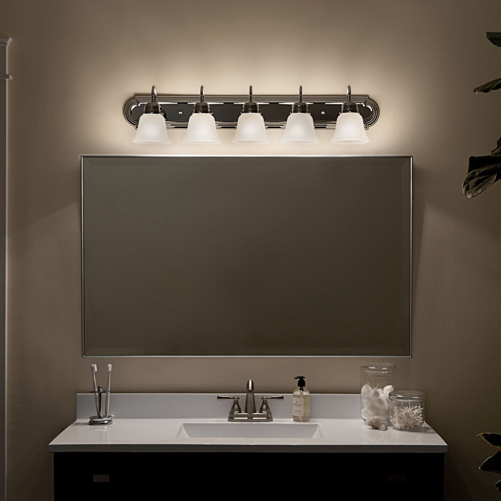 5339CHS Kichler Lighting 5 Light Bath Vanity Approved for Damp Locations - with Traditional inspirations - 8 inches tall by 36 inches wide-Chrome