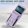 thumbnail image 2 of for Motorola Razr+ 2024 Case, Retro PU Leather Shockproof Protection Phone Case Wallet Built in Credit Card Slots Flip Cover Finger Ring Stand with Long Strap + Short Strap, Purple, 2 of 8