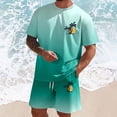 thumbnail image 2 of FUZHIQ Loose Fit Casual Men's Ombre Gradient 2 Piece Outfit Set Sunset Tree Print Short Sleeve T-Shirt & Shorts Summer Beach Holiday Outfit,XL, 2 of 5