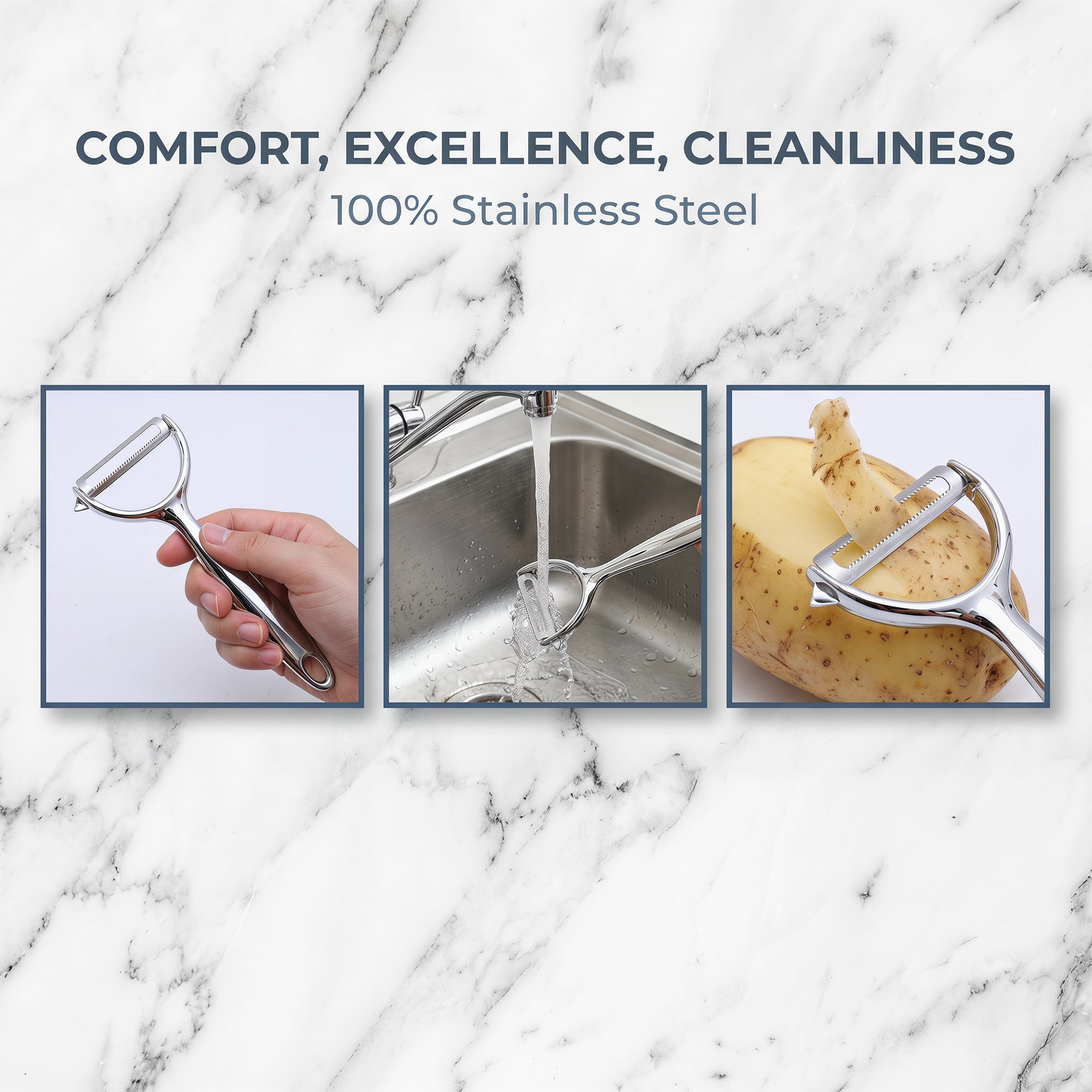 Unique Bargains Stainless Steel Y Vegetable Peeler with Handle Silver-Serrated 5.9x2.4 in