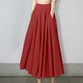 thumbnail image 3 of sunsanly Maxi Skirt Two Pockets High-Waist Elastic Waist Pleated Large Hem Clothing Matching Oversized Women A-Line Solid Skirt Summer Clothes, 3 of 8