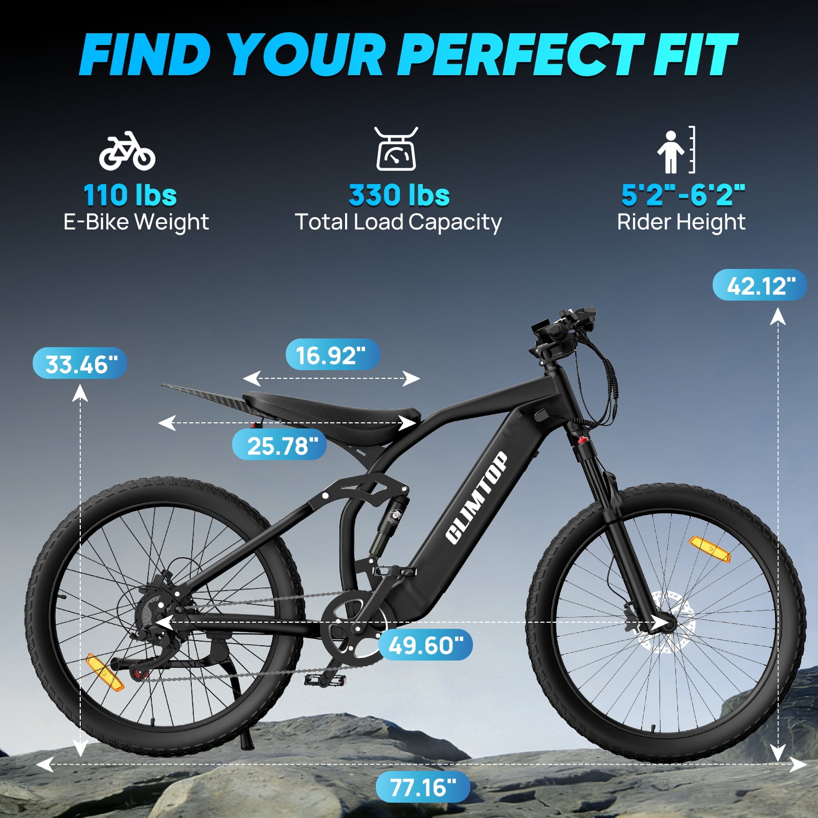 YVY Electric Bike for Adults, 48V 23AH,Up to 100 Miles,Peak 2000W Max 28MPH Electric Bicycle,27.5'' Tire 7 Speed Mountain Bike UL2849