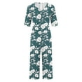 thumbnail image 5 of Edvintorg Jumpsuits for Women Casual Summer Floral Printed Short Sleeve V Neck Back Zipper Wide Leg Jumpsuit Pants with Pocket Loose Overalls for Women, 5 of 5