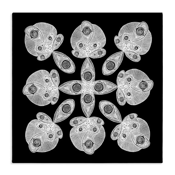 Stupell Industries Bohemian Fractal Symmetry in Monochrome Canvas Art, 17 x 17, by El Perkin