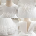 thumbnail image 5 of Girl's 3D Flower Waist Tulle Dress, Baby Toddler Flower Girl Wedding Dress with Bowknot, Shiny Butterfly Pageant Formal Dress for Birthday Christmas Party, 6M-5Y White 110, 5 of 7