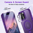 thumbnail image 6 of CASEFIV for iPhone 16 Pro Max Case,Compatible with MagSafe,with Magnetic Invisible StandShockproof Slim Translucent Case with 2 Screen Protector + 2 Lens Protector,Purple, 6 of 8