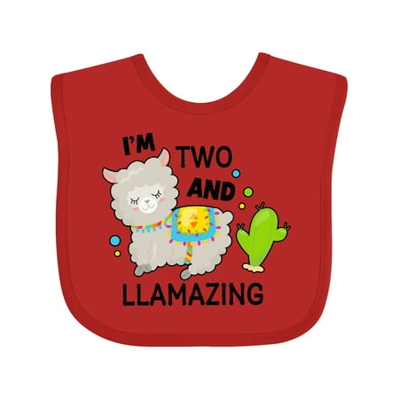 

Inktastic Im Two and Llamazing with Llama and Cactus Boys or Girls Baby Bib
