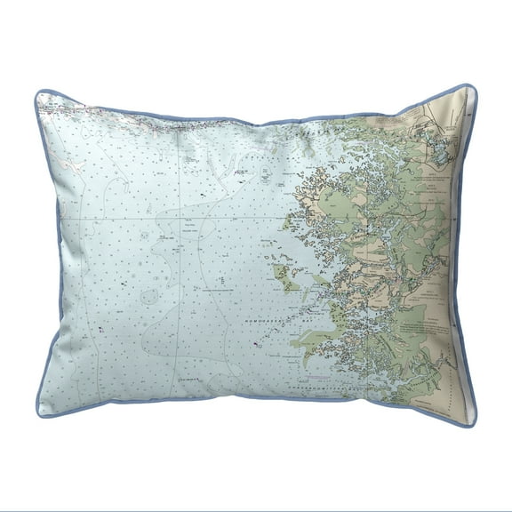 Betsy Drake Interiors Crystal River, FL Nautical Map Large Corded Indoor/Outdoor Pillow 16x20