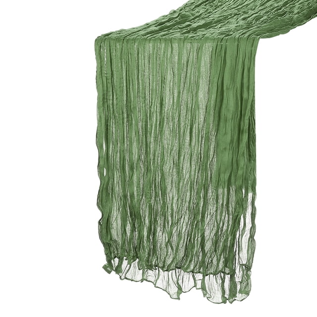 Unique Bargains 35 x 134 Inch 11Ft Cheesecloth Table Runner Rustic Gauze in Green