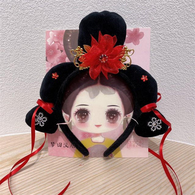 Diadema de rejilla de estilo chino para Año Nuevo, tocado de princesa de estilo palaciego, borla de flor de mariposa antigua, bandera para la cabeza