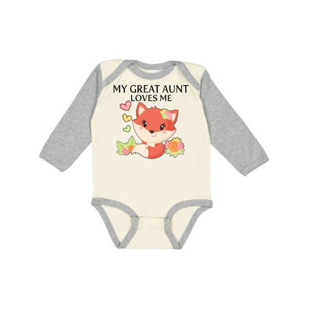 

Inktastic My Great Aunt Loves Me- Little Fox Gift Baby Boy or Baby Girl Long Sleeve Bodysuit