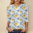 thumbnail image 2 of Womens 2025 Fall 3/4 Sleeve Crew Neck Blouse Fashion Print Casual Loose Fit Shirt Top, 2 of 6