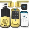thumbnail image 1 of SMONET WiFi Keyless Door Lock with Handle Set – Fingerprint Smart Lock, Bluetooth Keypad Deadbolt, Remote Control via App & Alexa, Auto Lock, Code & Fob for Home Security, 1 of 9