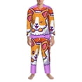 thumbnail image 3 of Lsque Corgi In Sushi Roll Pattern Long Sleeve Pajama Set for Men - Soft 2-Piece Sleepwear and Loungewear Set with Pockets, Comfy Nightwear-XX-Large, 3 of 7