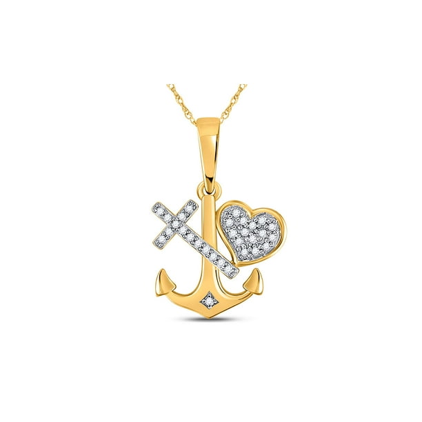 Golden Star 10kt Yellow Gold Womens Round Diamond Heart Cross Anchor Pendant 1 12 Cttw Com - Heart Cross Anchor Pendant Golden Star 10kt Yellow Gold Womens Round Diamond Heart Cross Anchor Pendant 1 12 Cttw Com - Heart Cross Anchor Pendant