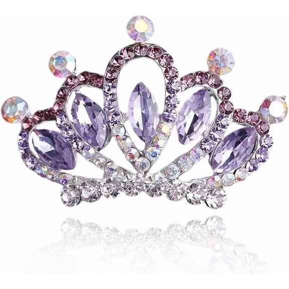Mini Princess Crown Comb Silver Crystal Tiara Hair Comb Rhinestone Hair Accessories Decorations for Women and Girls