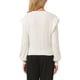 thumbnail image 3 of Suéter casual de manga larga con volantes para mujer INSPIRE CHIC, cuello redondo, tejido acanalado, pulóver de otoño, talla XL, blanco, 3 of 5