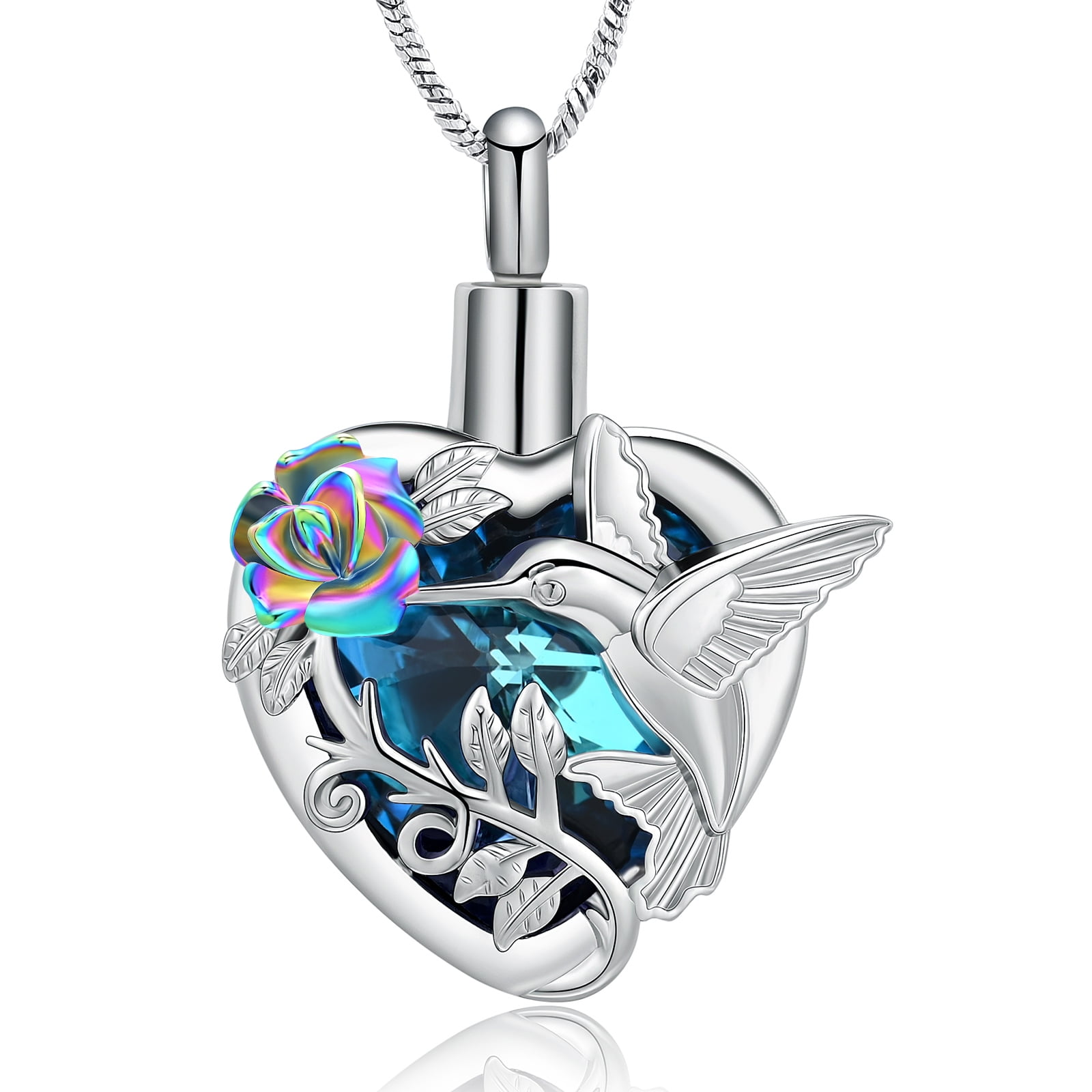 Heart Hummingbird Cremation Jewelry for Ashes Urn Necklace Lockets for