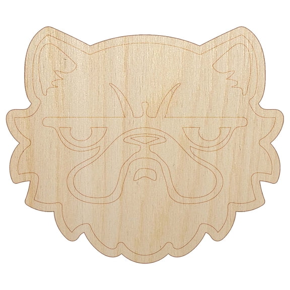 Grumpy Persian Cat Face Wood Shape Unfinished Piece Cutout Craft DIY Projects - 4.70 Inch Size - 1/8 Inch Thick