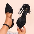 thumbnail image 2 of hoksml Women's Flock Bow Ankle Strap Heel Pumps, Pointed Toe Block Heel Shoes for Office and Party Wear, 2 of 9