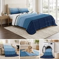 thumbnail image 6 of Twin Quilt Set 68''x86'', Blue Ombre Lightweight Summer Bedspread Coverlet Set with 2 Pillow Shams, Farmhouse Vintage Wooden Striped Breathable All Season Quilt Bedding for Dorm/Bedroom, 6 of 9