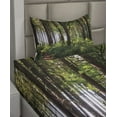 thumbnail image 2 of Ambesonne Forest Fitted & Top Sheet Set with Sham, Bushes and Thick Trunks, Green Brown, 2 of 4
