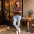 thumbnail image 5 of Women's Crew Neck Ribbed Knit Sweater, Long Sleeve Slim Fit Peplum Ruffle Hem Pullover Tops for Fall Daily Casual Outfits L, 5 of 7