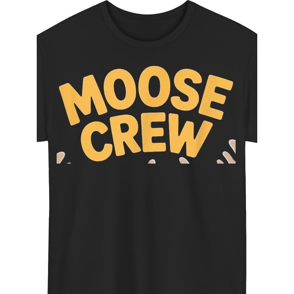 Casual Short-Sleeve Graphic Tee Featuring a Moose Crew Print, Suitable for Both Men And Women. These Humorous Shirts Are Made from 100%, Weighing 220G, Ensuring a Soft And Comfortable Fit
