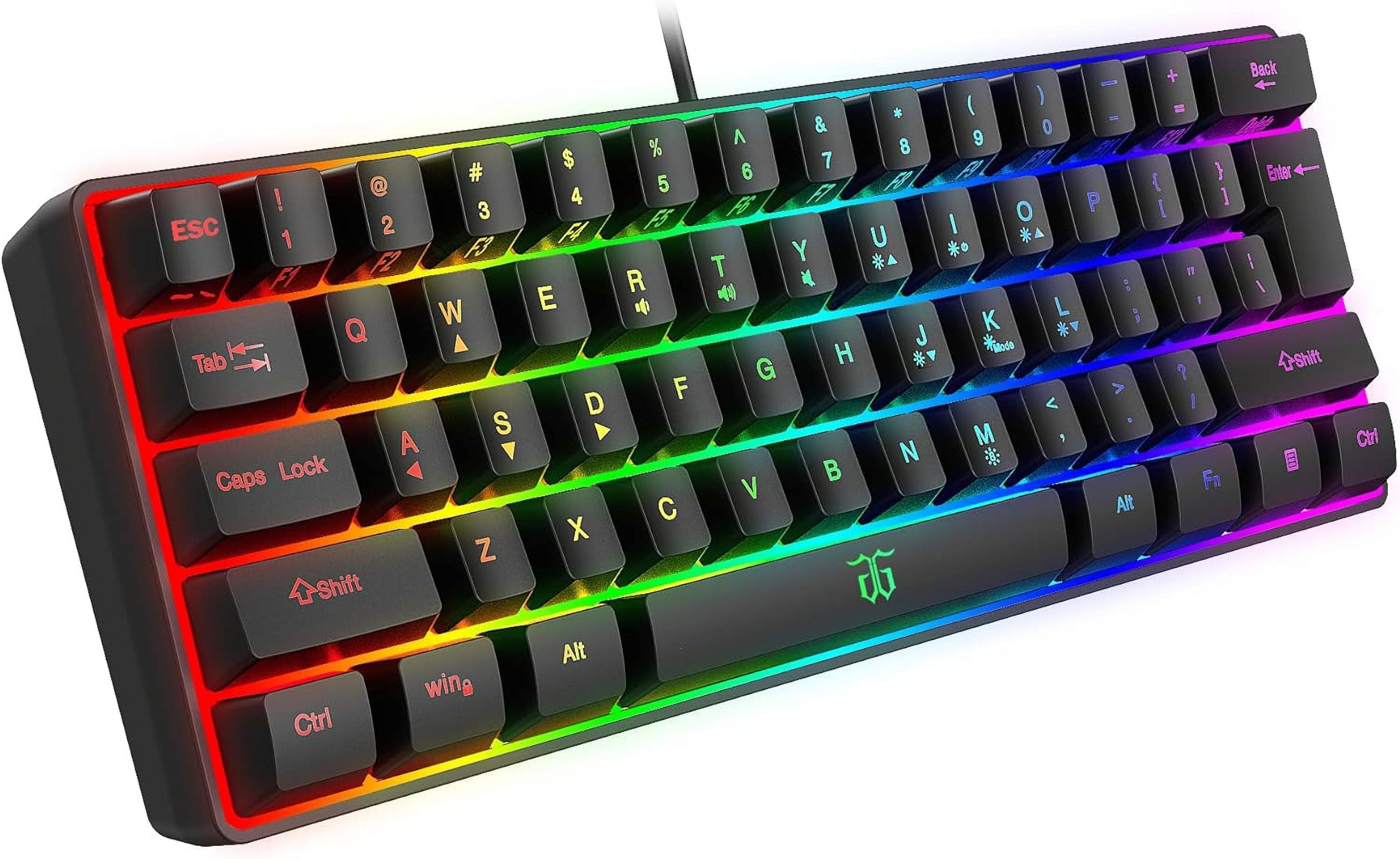 Snpurdiri RGB Backlit Ultra-Compact Mini Wired Gaming Keyboard, Black