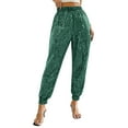 thumbnail image 5 of Fmbrln Womens Sequin Pants Elastic Waist Glitter Party Shiny Pants Fashion Elegant Vintage Solid Trousers, 5 of 9